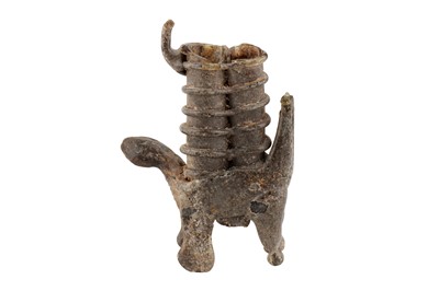Lot 106 - A FREE-BLOWN COLOURED GLASS DOUBLE BALSAMARIUM IN THE FORM OF A CAMEL