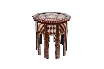 Lot 448 - λ A LARGE MOTHER-OF-PEARL, TORTOISESHELL AND BONE-INLAID OCCASIONAL TABLE