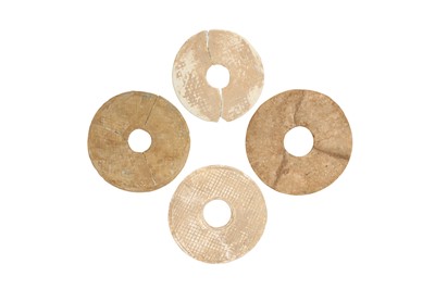 Lot 15 - FOUR CHINESE GLASS DISCS, BI