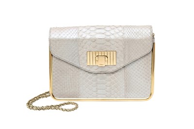 Lot 104 - λ Chloe Pearlescent Grey Python Small Sally Flap Bag