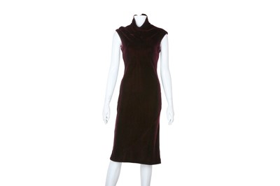 Lot 8 - Gucci Burgundy Velvet High Neck Dress - Size 38
