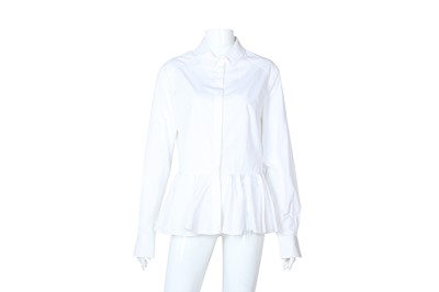 Lot 496 - Alexander McQueen White Poplin Peplum Shirt - Size 44