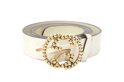 Lot 327 - Gucci Cream Monogram GG Belt - Size 85