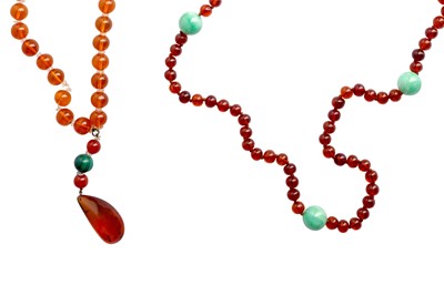 Lot 30 - TWO AMBER NECKLACES, POSSIBLY FIRST HALF OF 20th CENTURY