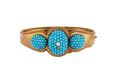 Lot 4 - A turquoise and diamond bangle, circa 1870