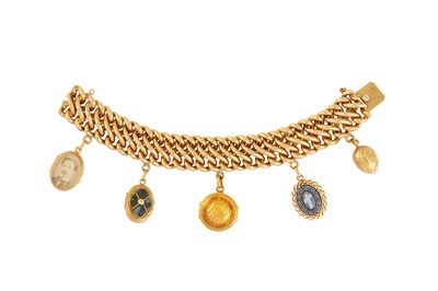 Lot 141 - A charm bracelet, late 19th century
