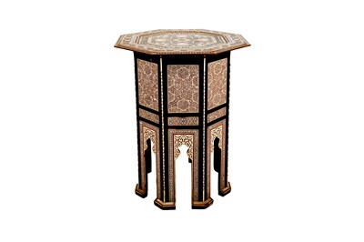 Lot 458 - λ A MOTHER-OF-PEARL, STAINED WOOD, AND BONE-INLAID OCCASIONAL TABLE