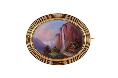 Lot 135 - A Swiss enamel brooch, circa 1870
