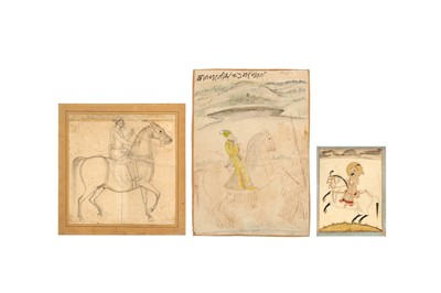 Lot 323 - THREE INDIAN EQUESTRIAN PORTRAITS