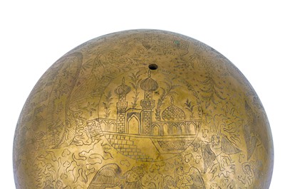 Lot 239 - A LARGE ENGRAVED BRASS CELESTIAL GLOBE WITH BURAQ AND VIEWS OF ISLAMIC HOLY CITIES
