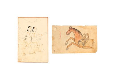 Lot 240 - TWO LOOSE ILLUSTRATED FOLIOS FROM A KITAB SUWAR AL-KAWAKIB AL-THABITA BY AL-SUFI