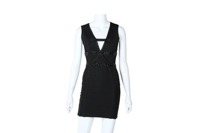 Lot 531 - Herve Leger Black Embellished Bandage Mini Dress - Size XS