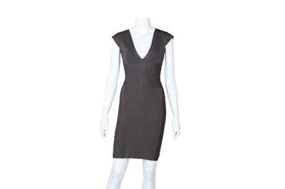 Lot 111 - Herve Leger Charcoal Sleeveless Bandage Dress - Size XS