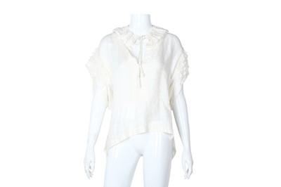 Lot 452 - Chloe White Silk Jaquard Ruffle Blouse - Size 36