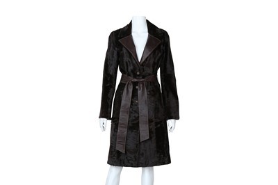 Lot 229 - Fendi Brown Pony Fur Belted Coat - Size 44