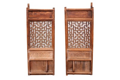 Lot 294 - A PAIR OF CHINESE WOOD WINDOW SHUTTERS, EARLY 20TH CENTURY
