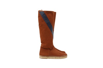 Lot 241 - Hermes Brown Knee High Espadrille Boot - Size 38