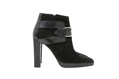 Lot 625 - Hermes Black Platform Heeled Ankle Boot - Size 37
