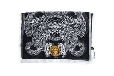 Lot 419 - Versace Monochrome Baroque Silk Print Scarf