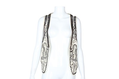Lot 469 - Balmain White Denim Embellished Gilet - Size 36