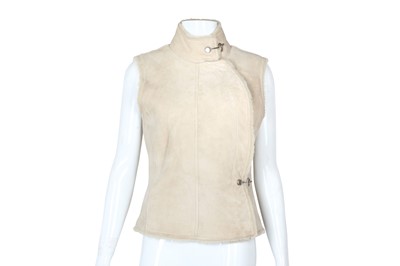 Lot 253 - Hermes Sand Beige Shearling Gilet - Size 38