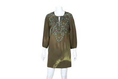 Lot 180 - Balmain Green Silk Embellished Tie Dye Dress - Size 36