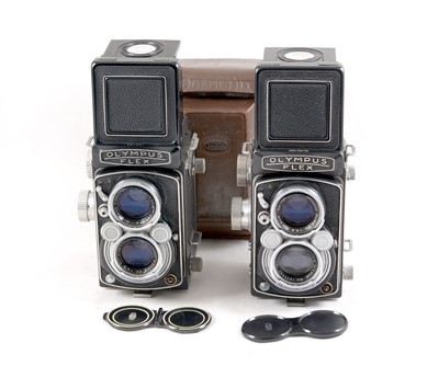 Lot 208 - A Pair of f2.8 Olympus Flex TLRs.