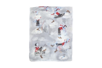 Lot 100 - Moschino Grey Olive Silk Print Scarf
