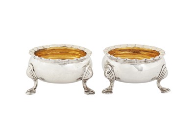 Lot 433 - A pair of George II Scottish silver salts, Edinburgh 1756 by William Gilchrist