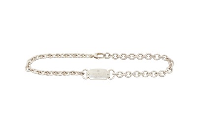 Lot 593 - Gucci Silver Logo Plaque Choker Necklace