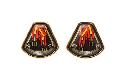 Lot 365 - Hermes Black Enamel Clip On Earrings