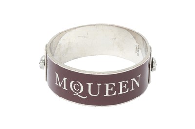 Lot 4 - Alexander McQueen Burgundy Enamel Skull Bracelet