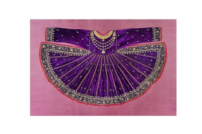 Lot 351 - A PURPLE VELVET DEVI POSHAK (COSTUME FOR A HINDU MURTI)