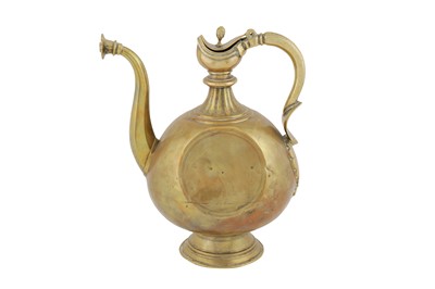 Lot 262 - AN ENGRAVED BRASS EWER WITH FISH MOTIF
