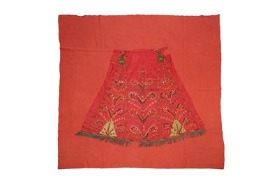 Lot 529 - A TEKKE EMBROIDERED SILK DRESS PANEL