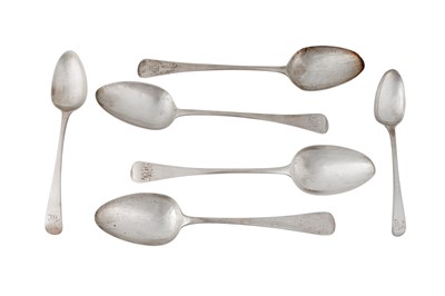 Lot 1258 - A MIXED GROUP OF GEORGE III OLD ENGLISH PATTERN STERLING SILVER FLATWARE