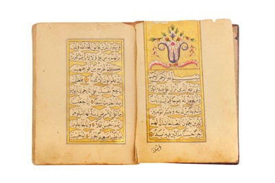 Lot 406 - A MINIATURE ILLUMINATED OTTOMAN PRAYER BOOK