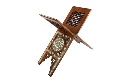 Lot 411 - λ A MOTHER-OF-PEARL, BONE, AND IVORY-INLAID FOLDING QUR'AN STAND