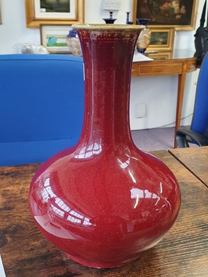Lot 1385 - A CHINESE FLAMBÉ-GLAZED VASE