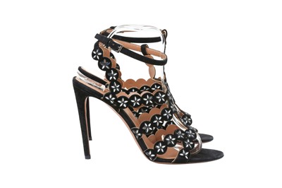 Lot 582 - Alaia Black Mirror Caged Heeled Sandal - Size 41