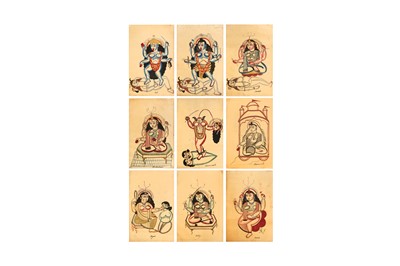 Lot 339 - A BOUND KALIGHAT ALBUM WITH THE DASAMAHAVIDYAS (TEN HINDU TANTRIC GODDESSES)