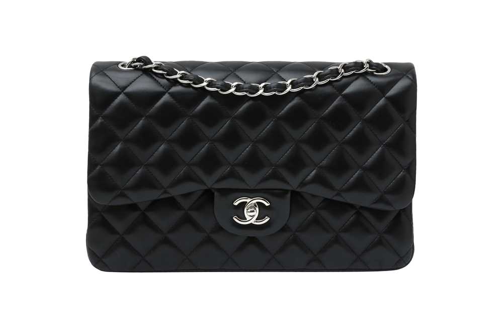 Lot 599 - Chanel Black Jumbo Double Flap Bag