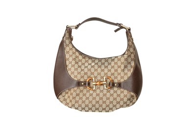 Lot 230 - Gucci Beige GG Monogram Horsebit Hobo Tote