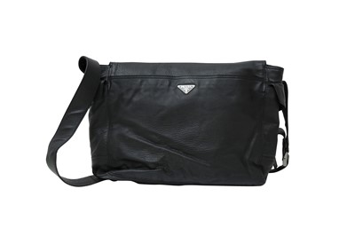 Lot 620 - Prada Black Logo Crossbody Messenger Bag