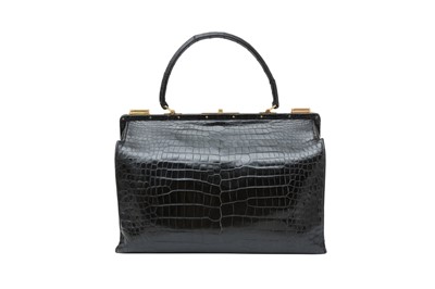 Lot 418 - λ Hermes Black Crocodile Top Handle Doctor Bag