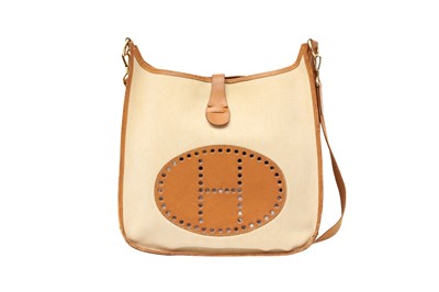 Lot 292 - Hermes Tan Vache Naturale Toile Evelyne GM