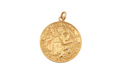 Lot 36 - YELLOW METAL ST CHRISTOPHER CHARM