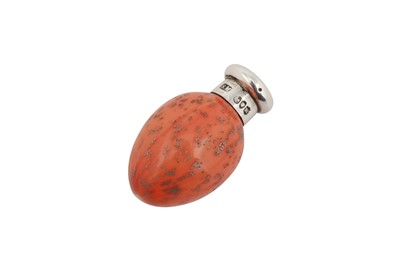 Lot 66 - A Victorian sterling silver mounted porcelain novelty scent bottle, London 1887 by Sampson Mordan