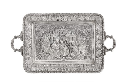 Lot 218 - A late 20th century Persian (Iranian) silver twin handled tray, Isfahan circa 1995 by Seyyed Hassan Jouzdani (b.1928, d.c. 2022)