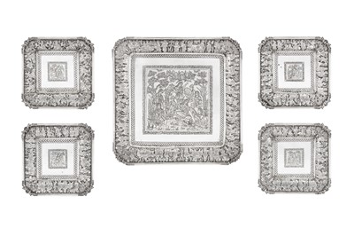 Lot 217 - A late 20th century Persian (Iranian) silver set of serving dishes, Isfahan circa 1995 by Seyyed Hassan Jouzdani (b.1928, d.c. 2022)
